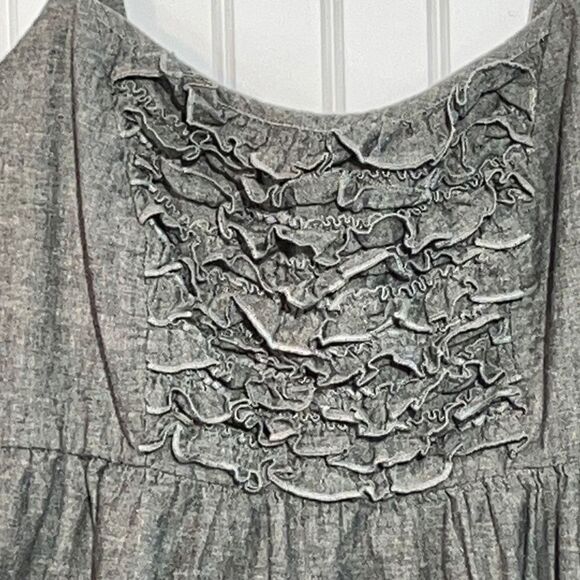 BeBop Women Elastic Waist Chambray Ruffle Sleeveless Dress Size Medium - Black - Picture 6 of 11